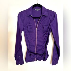 Women’s Armani Exchange Purple Belted Zipper Collar Shirt Size S